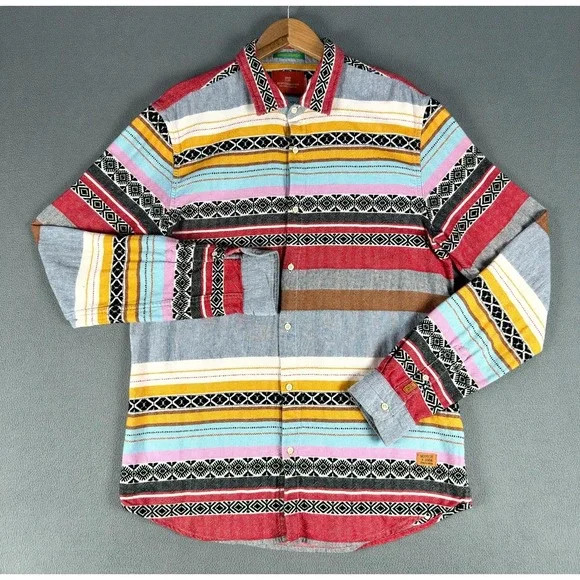 Scotch Soda Mens Large Red Colorful Special Delivery Aztec Navajo Western - Picture 2 of 8